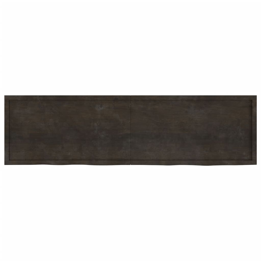 Table Top Dark Brown 220x60x(2-6) cm Treated Solid Wood Oak