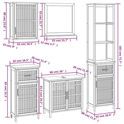 5 Piece Bathroom Furniture Set Solid Wood Walnut