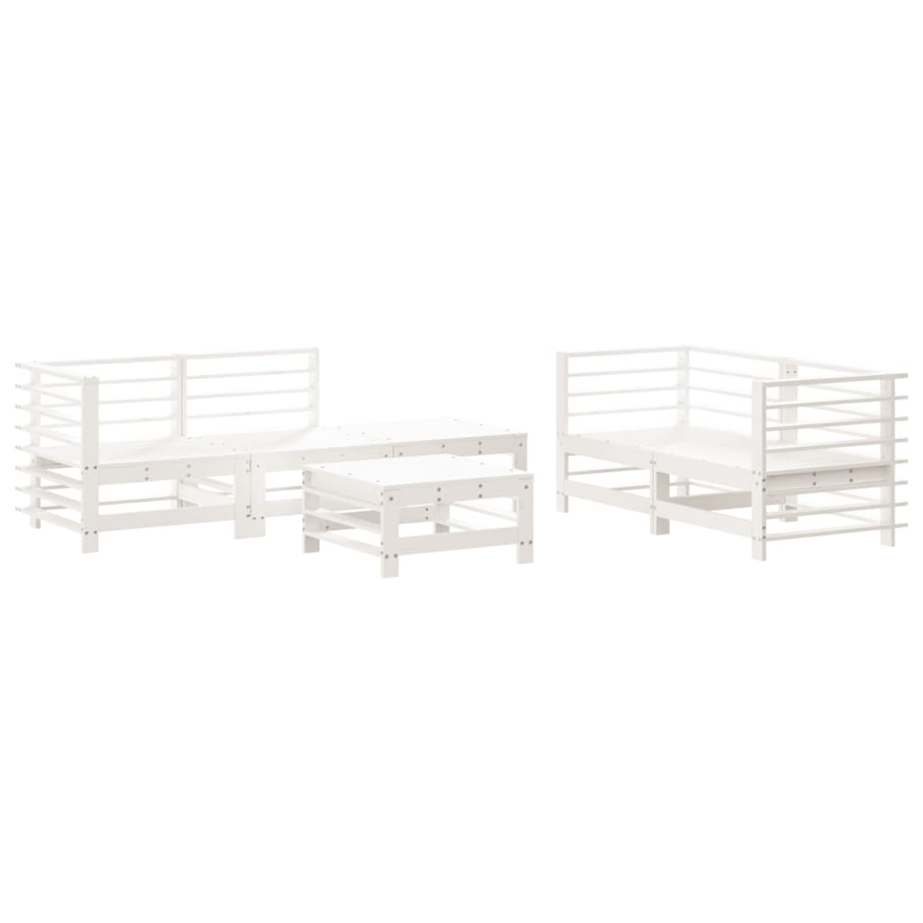 6 Piece Garden Lounge Set White Solid Wood Pine