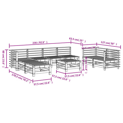 9 Piece Garden Lounge Set Honey Brown Solid Wood Pine