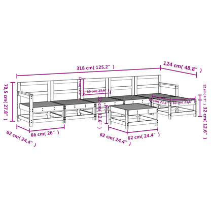 7 Piece Garden Lounge Set Solid Wood Pine