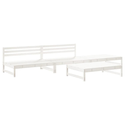 4 Piece Garden Lounge Set White Solid Wood Pine