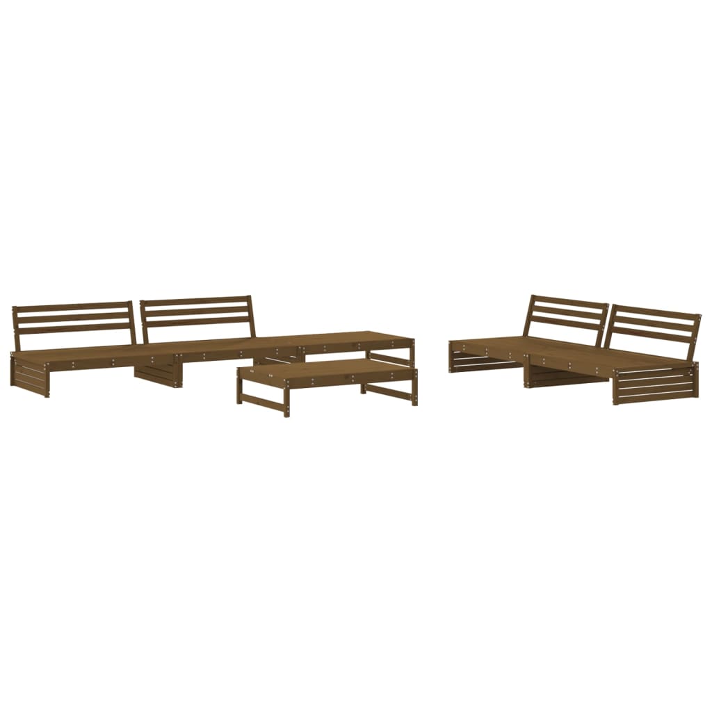 6 Piece Garden Lounge Set Honey Brown Solid Wood Pine