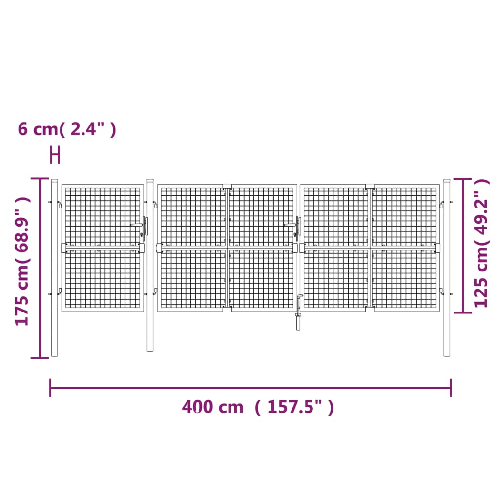 Mesh Garden Gate Green 400x175 cm Galvanised Steel