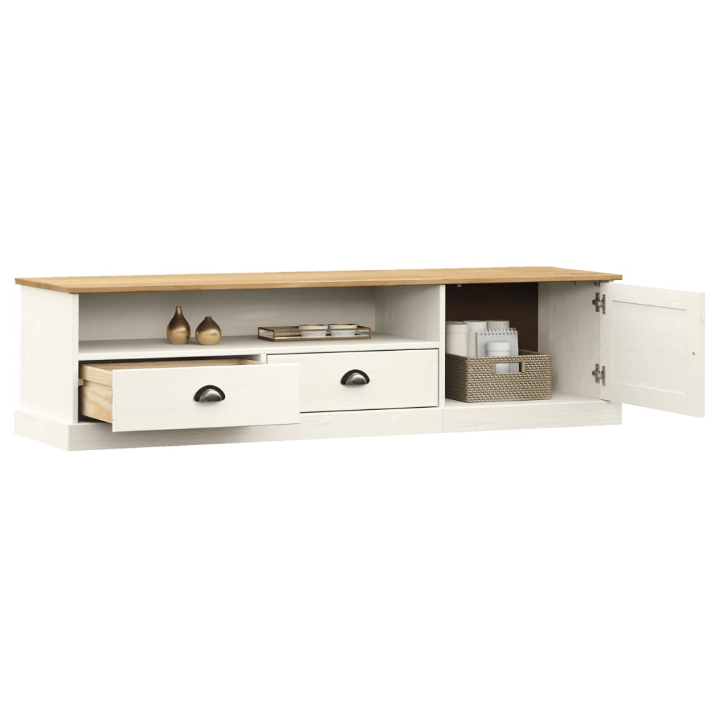 TV Cabinet VIGO White 156x40x40 cm Solid Wood Pine