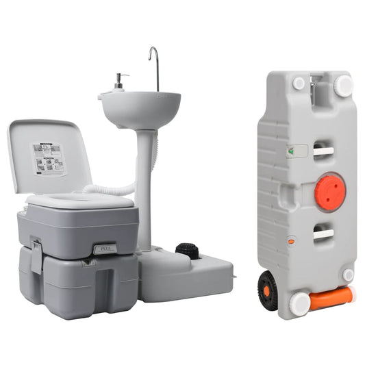 Portable Camping Toilet and Handwash Stand Set with Water Tank