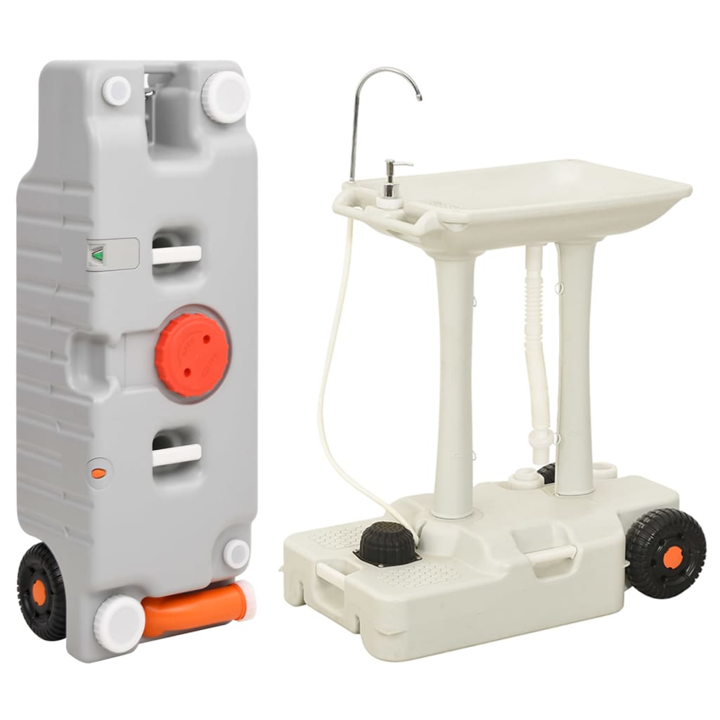 Camping Hand Wash Stand with Wheeled Water Tank Grey