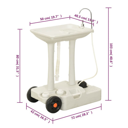 Camping Hand Wash Stand with Wheeled Water Tank Grey