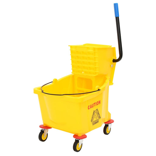 Mop Bucket with Wringer and Wheels Yellow 36 L Polypropylene