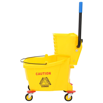 Mop Bucket with Wringer and Wheels Yellow 36 L Polypropylene