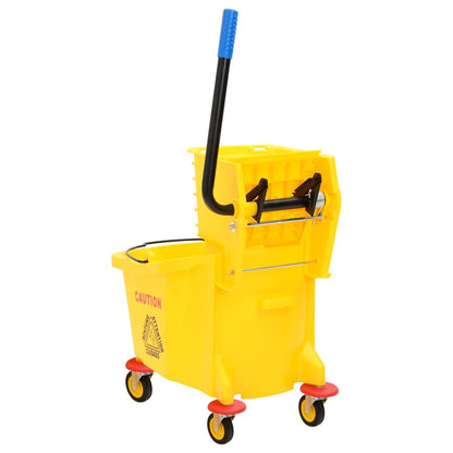 Mop Bucket with Wringer and Wheels Yellow 36 L Polypropylene