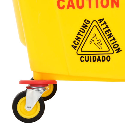 Mop Bucket with Wringer and Wheels Yellow 36 L Polypropylene