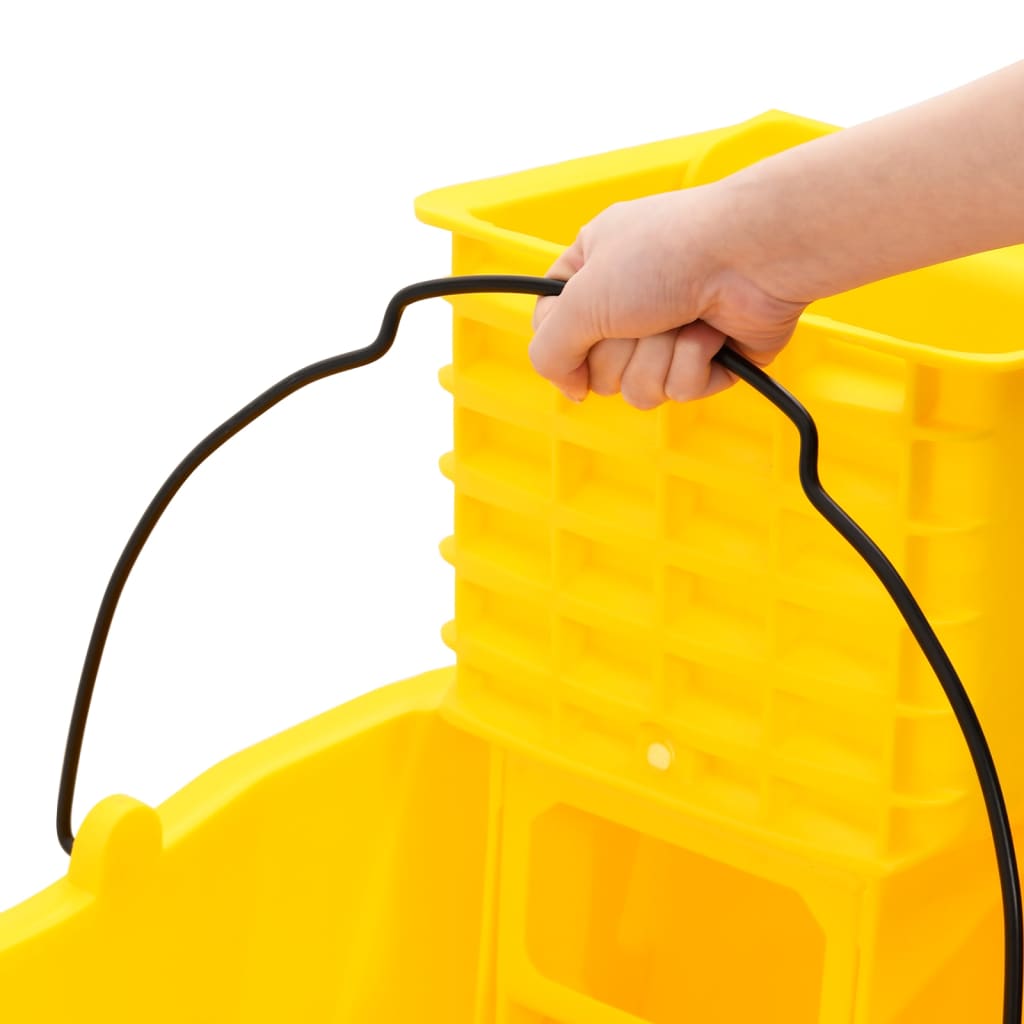 Mop Bucket with Wringer and Wheels Yellow 36 L Polypropylene