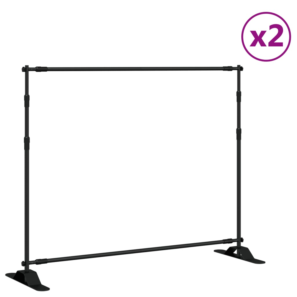 Backdrop Stands 2 pcs Black 254x243 cm Steel