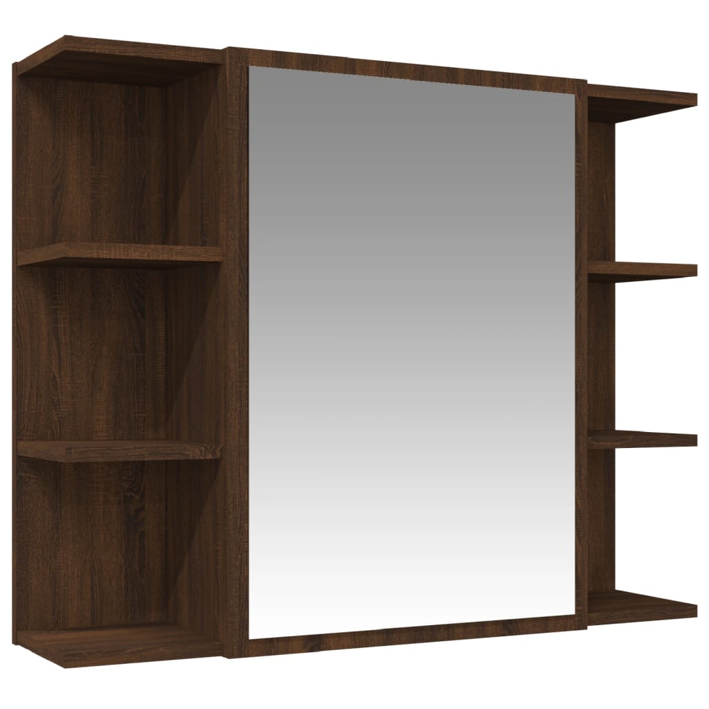 3 Piece Bathroom Cabinet Set Brown Oak Engineered Wood