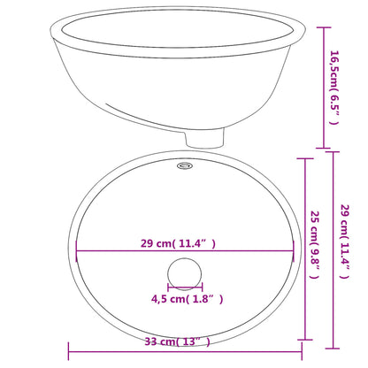 Bathroom Sink White 33x29x16.5 cm Oval Ceramic