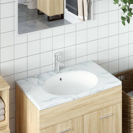 Bathroom Sink White 56x41x20 cm Oval Ceramic