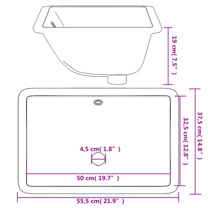 Bathroom Sink White 55.5x37.5x19 cm Rectangular Ceramic