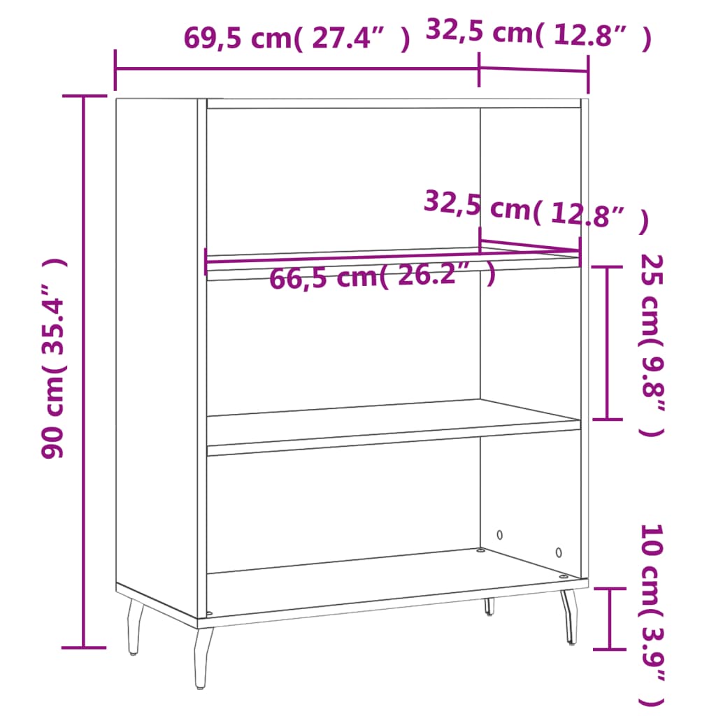 Shelf Cabinet Sonoma Oak 69.5x32.5x90 cm Engineered Wood