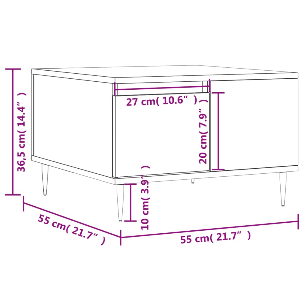 Coffee Table White 55x55x36.5 cm Engineered Wood