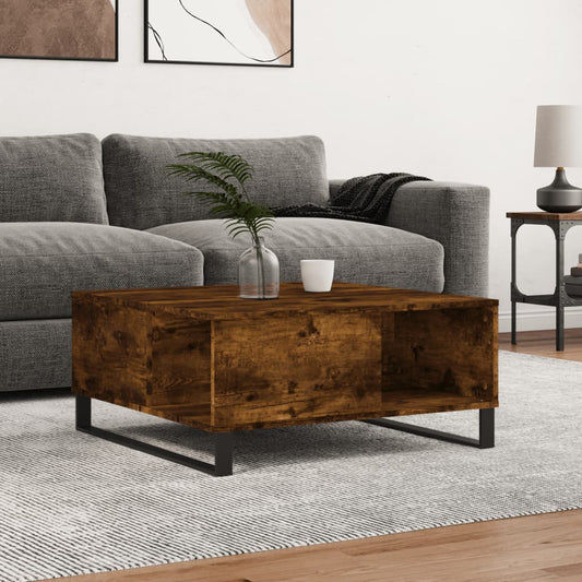 Coffee Table Smoked Oak 80x80x36.5 cm Engineered Wood