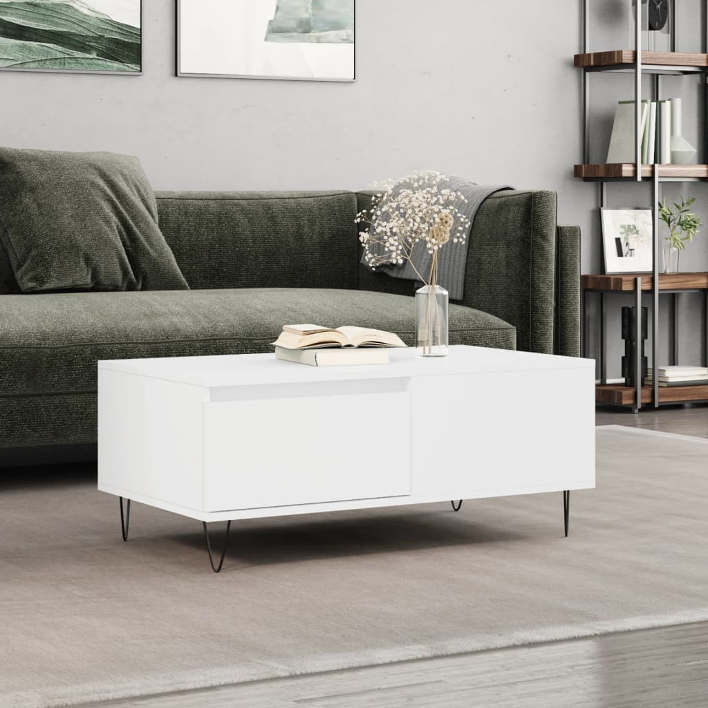 Coffee Table White 90x50x36.5 cm Engineered Wood