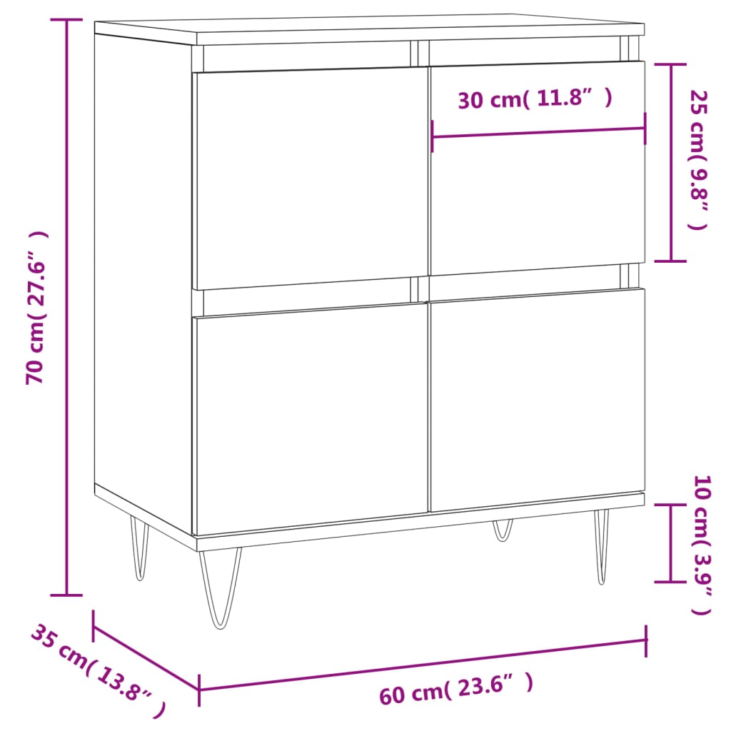 Sideboard Sonoma Oak 60x35x70 cm Engineered Wood