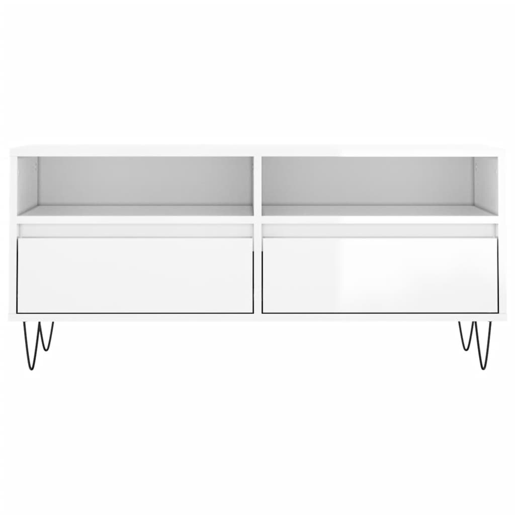 TV Cabinet High Gloss White 100x34.5x44.5 cm Engineered Wood