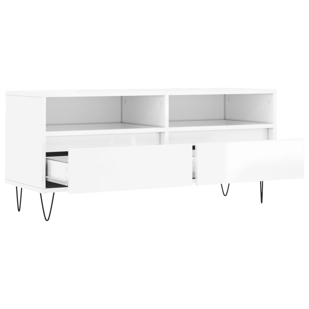 TV Cabinet High Gloss White 100x34.5x44.5 cm Engineered Wood