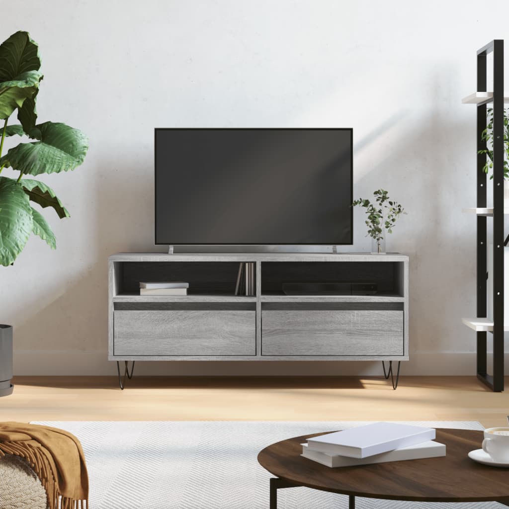 TV Cabinet Grey Sonoma 100x34.5x44.5 cm Engineered Wood