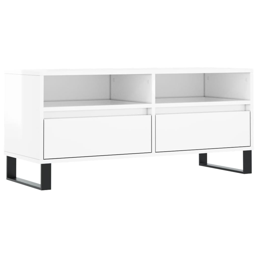 TV Cabinet High Gloss White 100x34.5x44.5 cm Engineered Wood