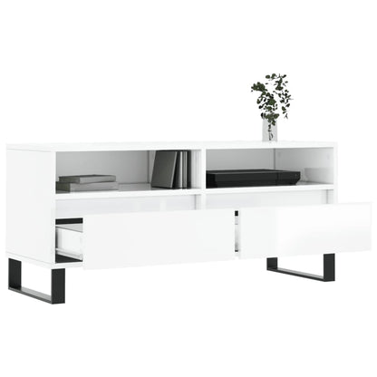 TV Cabinet High Gloss White 100x34.5x44.5 cm Engineered Wood