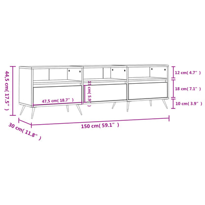 TV Cabinet Concrete Grey 150x30x44.5 cm Engineered Wood