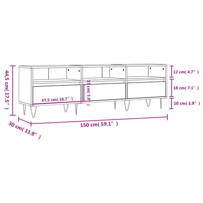 TV Cabinet Black 150x30x44.5 cm Engineered Wood