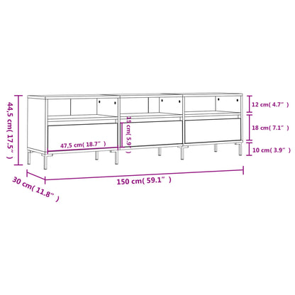 TV Cabinet Black 150x30x44.5 cm Engineered Wood