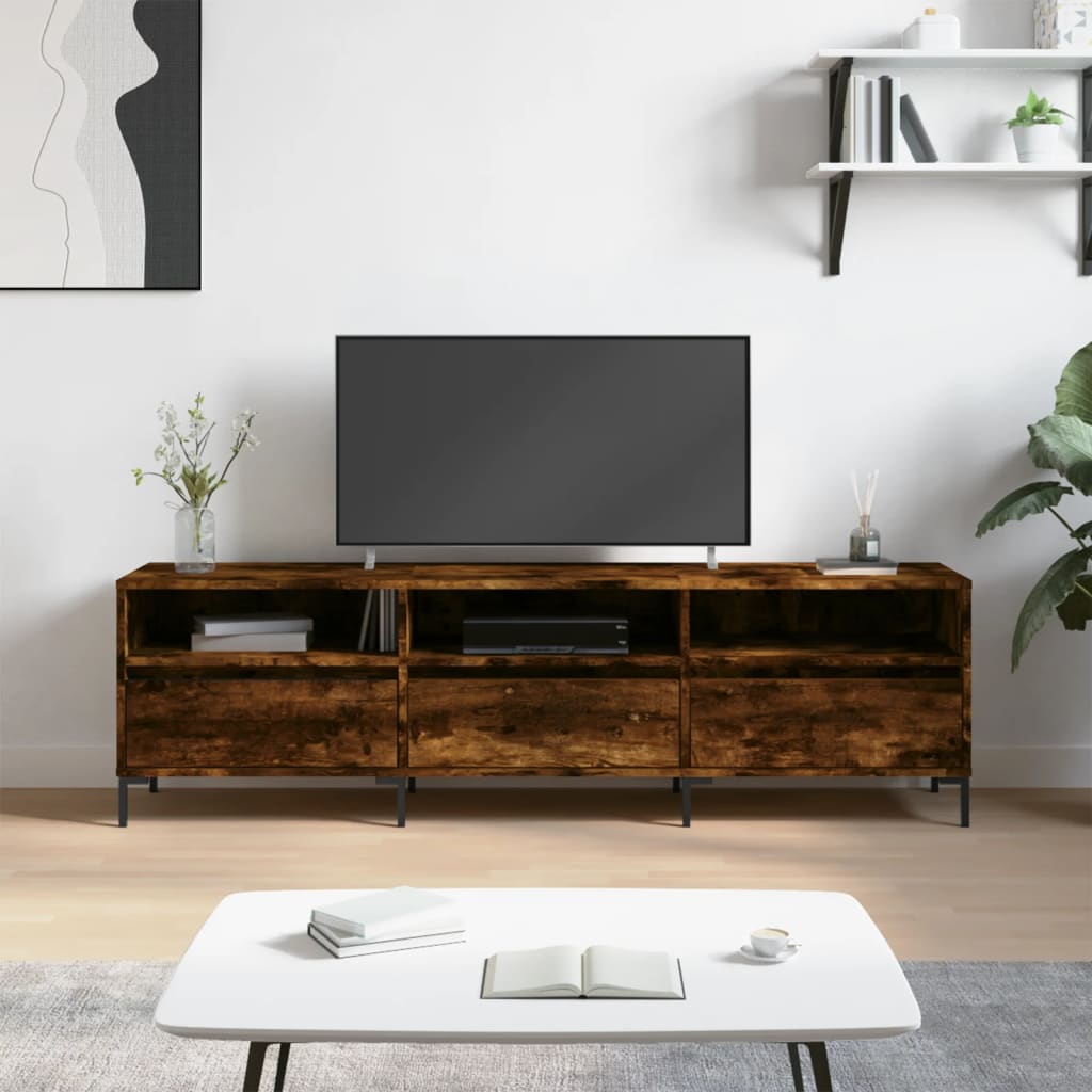 TV Cabinet Smoked Oak 150x30x44.5 cm Engineered Wood