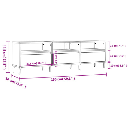 TV Cabinet Black 150x30x44.5 cm Engineered Wood