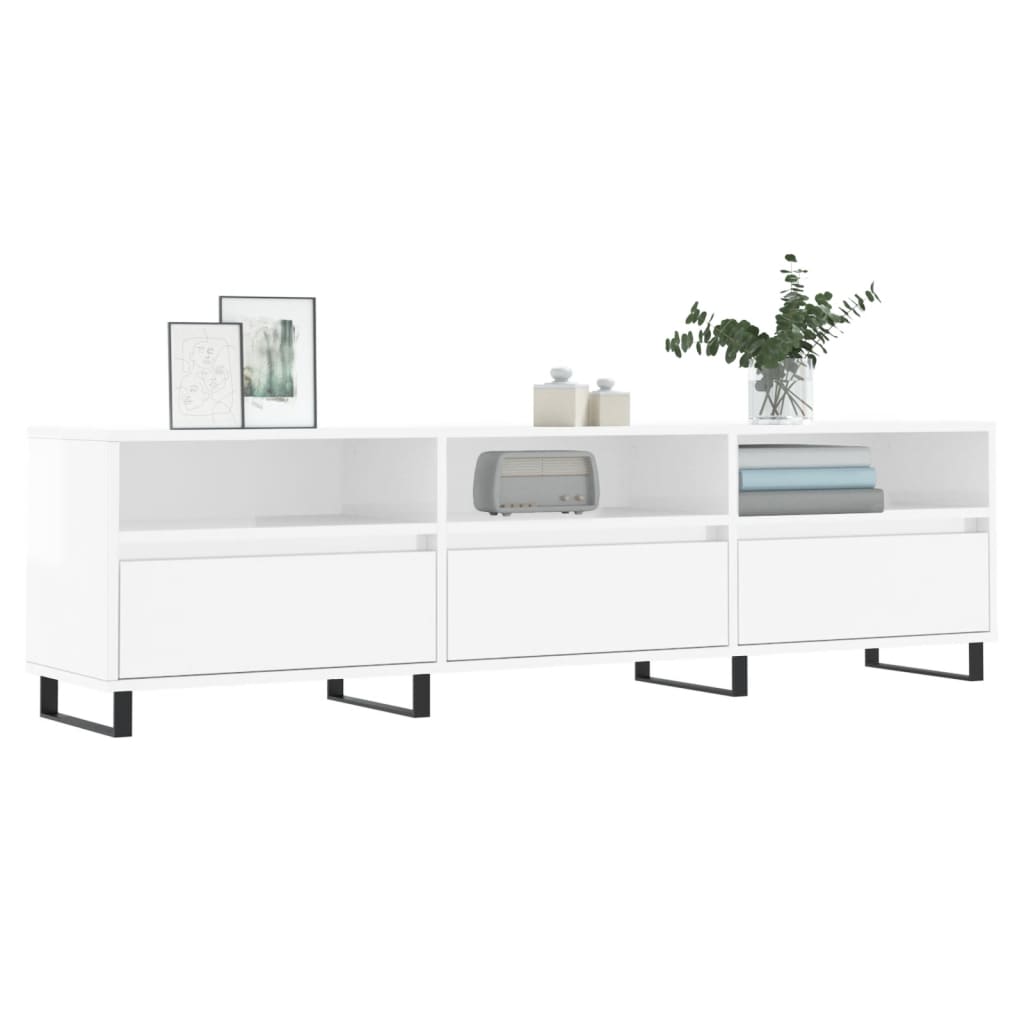 TV Cabinet High Gloss White 150x30x44.5 cm Engineered Wood