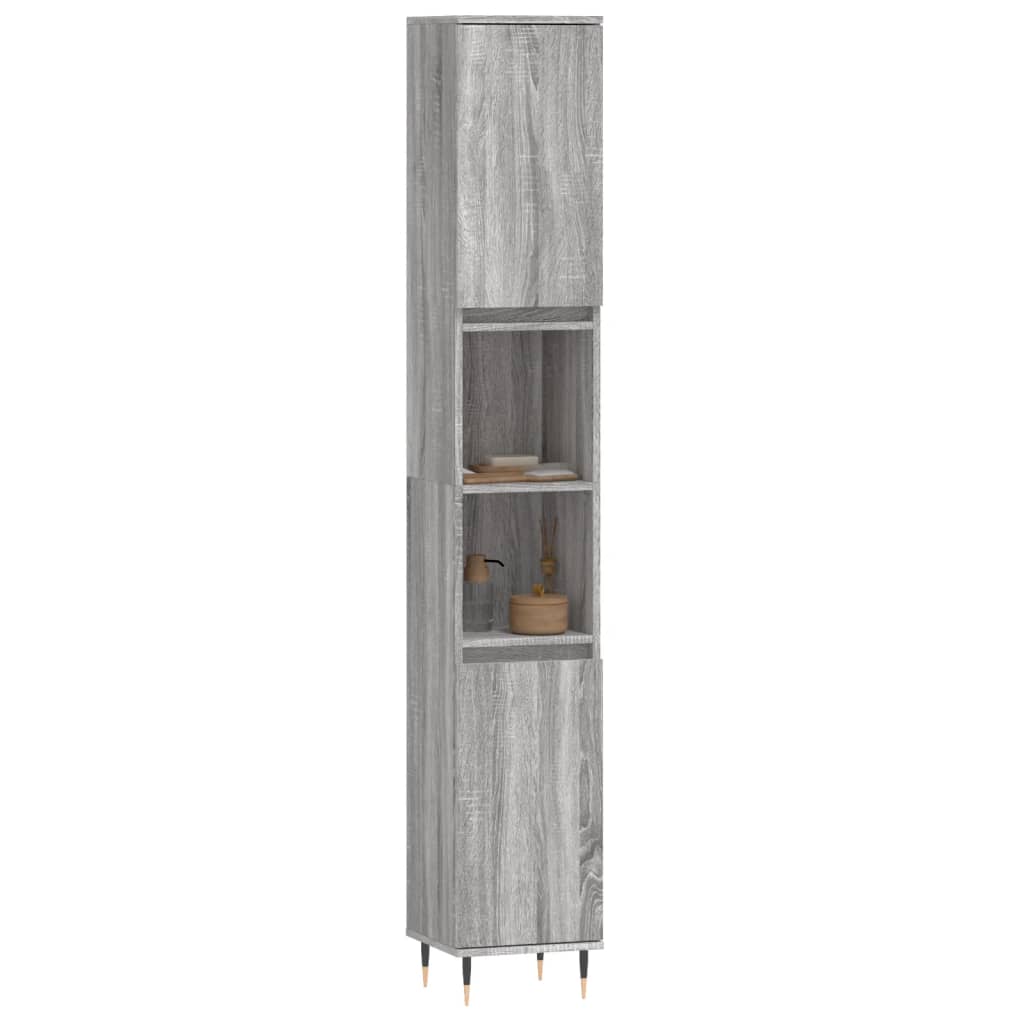 Bathroom Cabinet Grey Sonoma 30x30x190 cm Engineered Wood