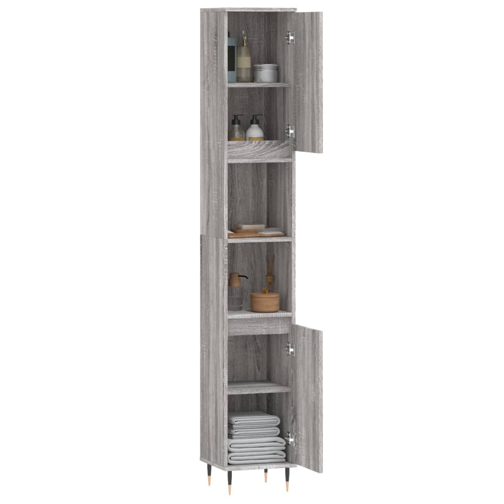 Bathroom Cabinet Grey Sonoma 30x30x190 cm Engineered Wood