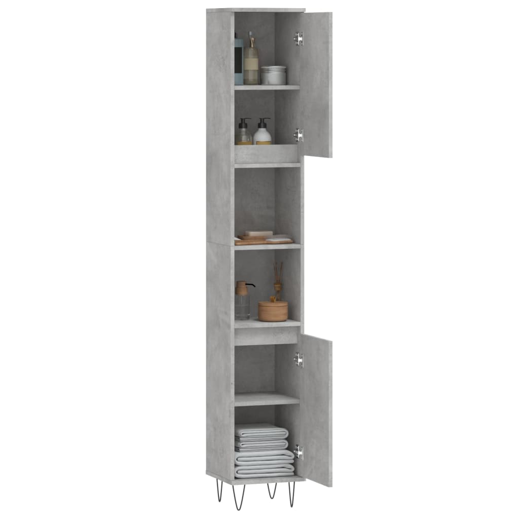 Bathroom Cabinet Concrete Grey 30x30x190 cm Engineered Wood