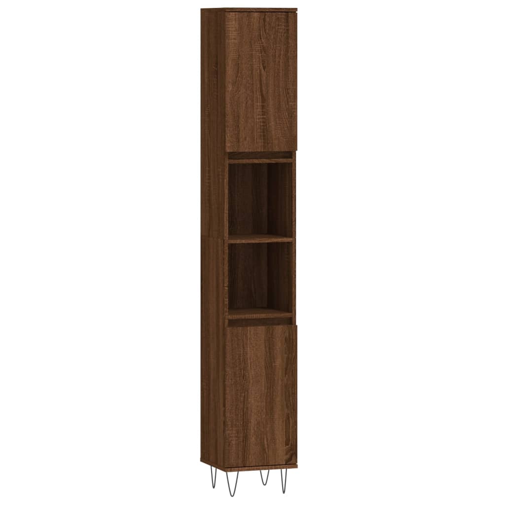 Bathroom Cabinet Brown Oak 30x30x190 cm Engineered Wood