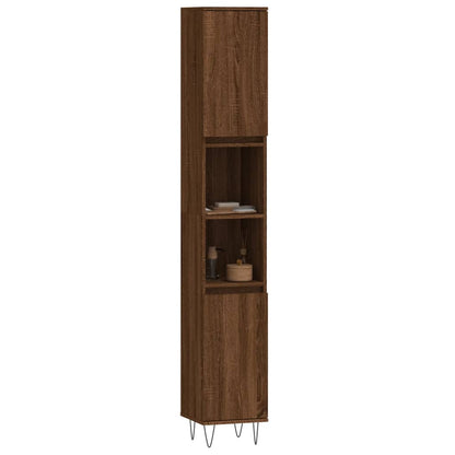 Bathroom Cabinet Brown Oak 30x30x190 cm Engineered Wood