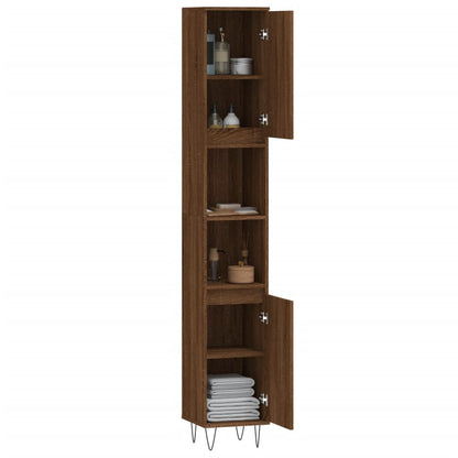 Bathroom Cabinet Brown Oak 30x30x190 cm Engineered Wood