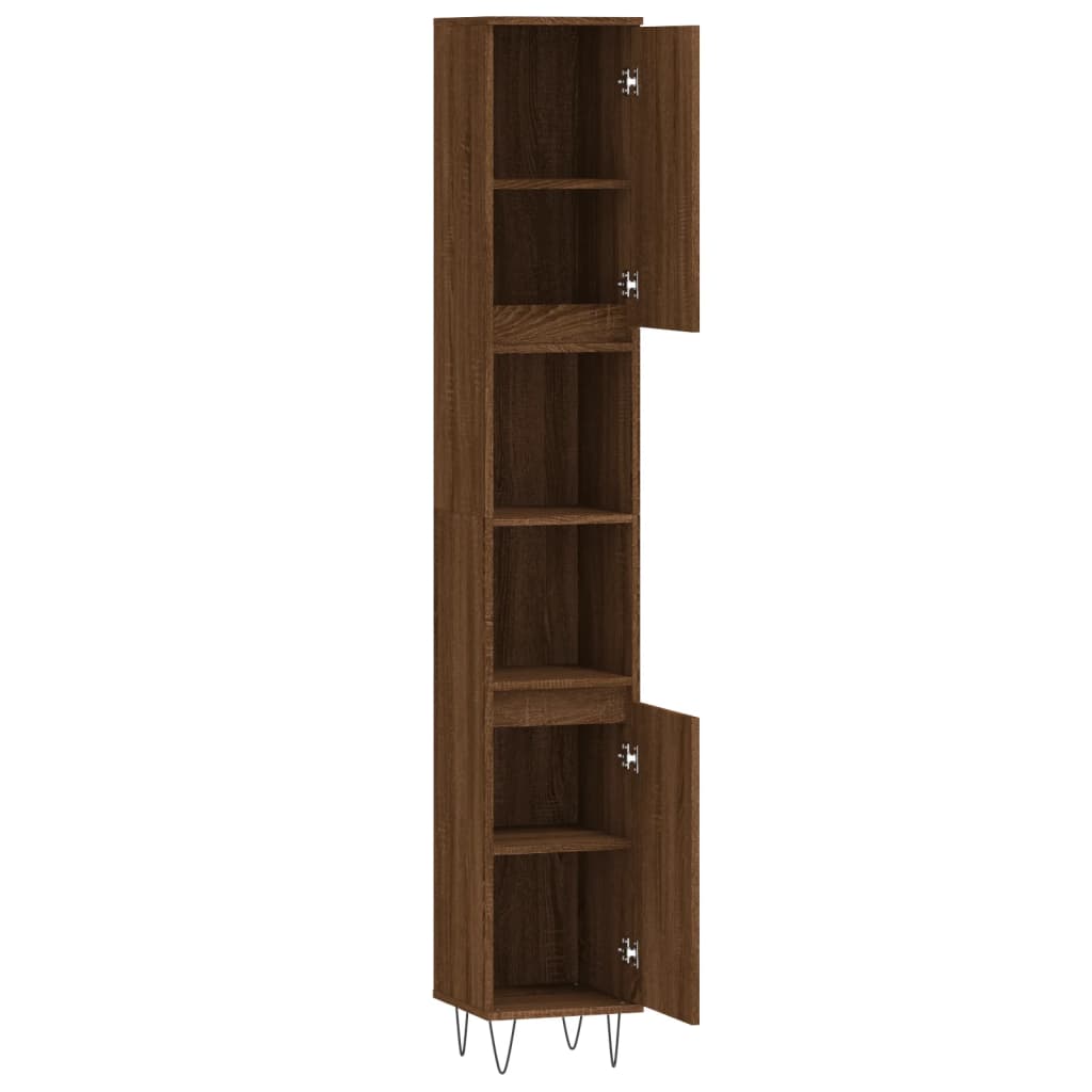 Bathroom Cabinet Brown Oak 30x30x190 cm Engineered Wood