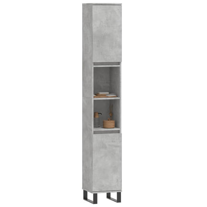 Bathroom Cabinet Concrete Grey 30x30x190 cm Engineered Wood