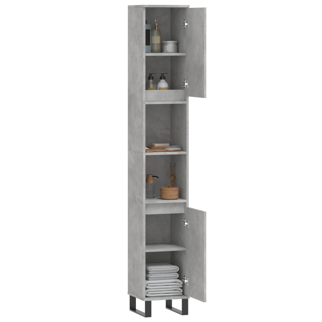 Bathroom Cabinet Concrete Grey 30x30x190 cm Engineered Wood