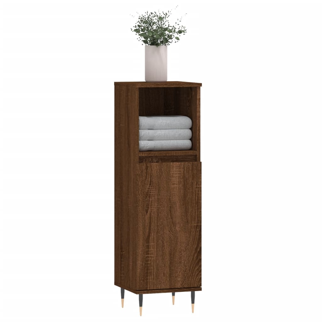 Bathroom Cabinet Brown Oak 30x30x100 cm Engineered Wood