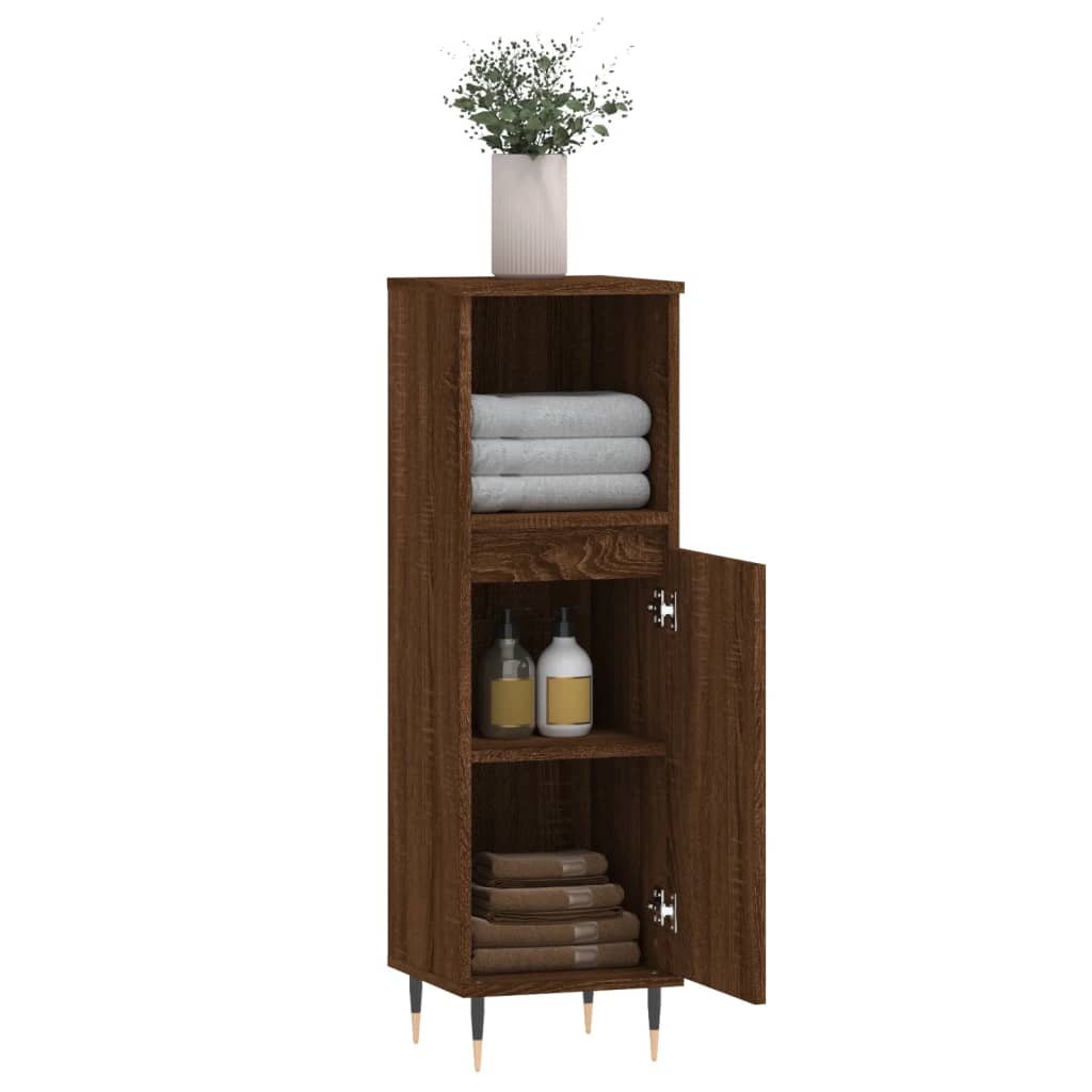 Bathroom Cabinet Brown Oak 30x30x100 cm Engineered Wood