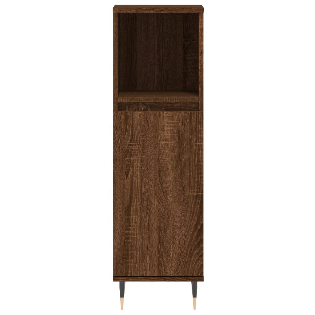 Bathroom Cabinet Brown Oak 30x30x100 cm Engineered Wood